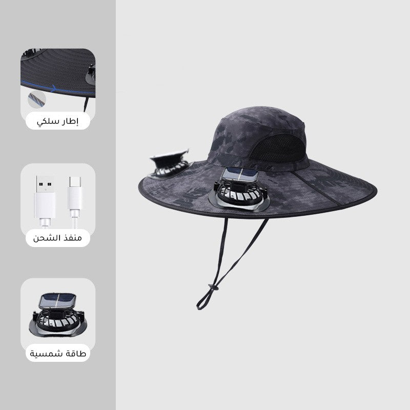iq407-Men's Outdoor Solar Shade Fan Hat