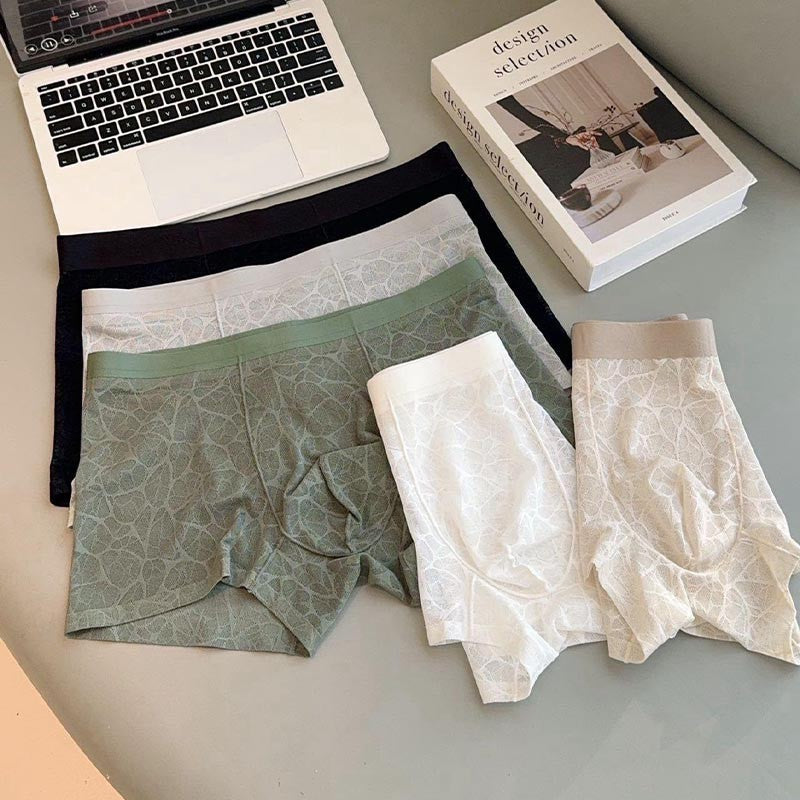 Men's Lace Leopard Jacquard Sexy Boxer Briefs