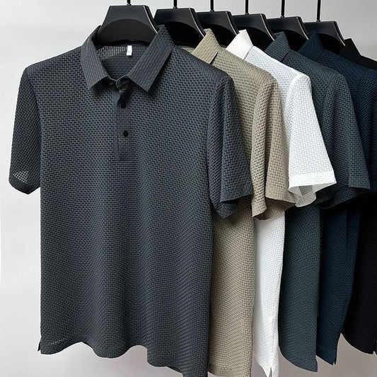 Men's jacquard mesh ice silk simple T-shirt