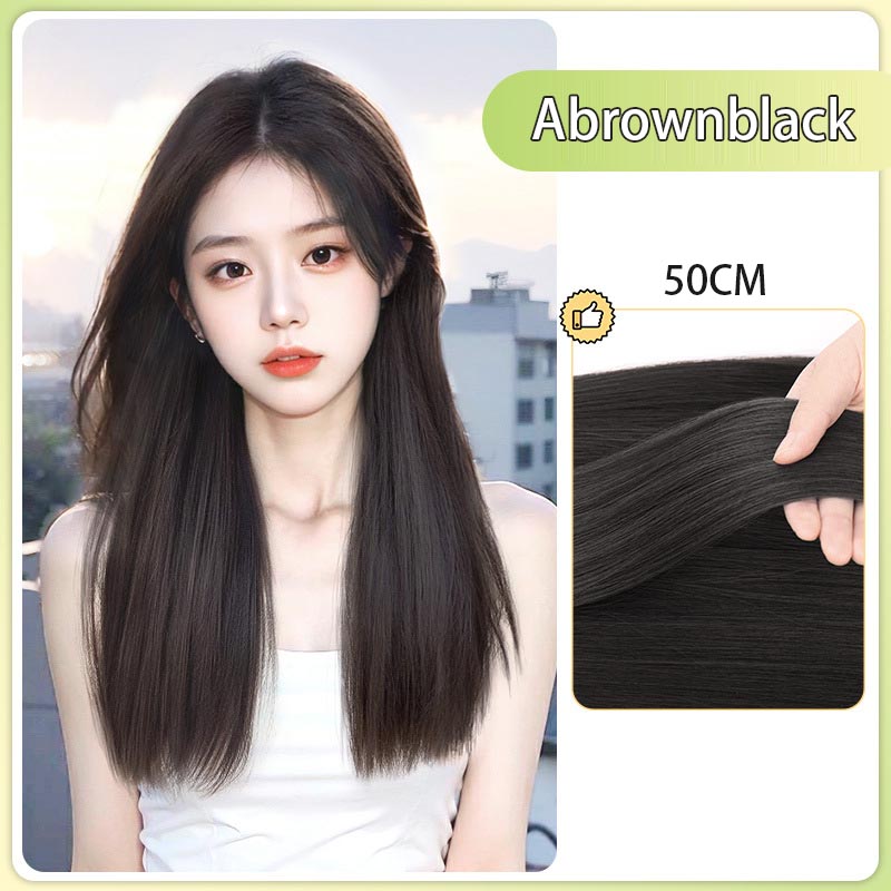 ht285-Women's one piece straight curly hair piece invisible and traceless