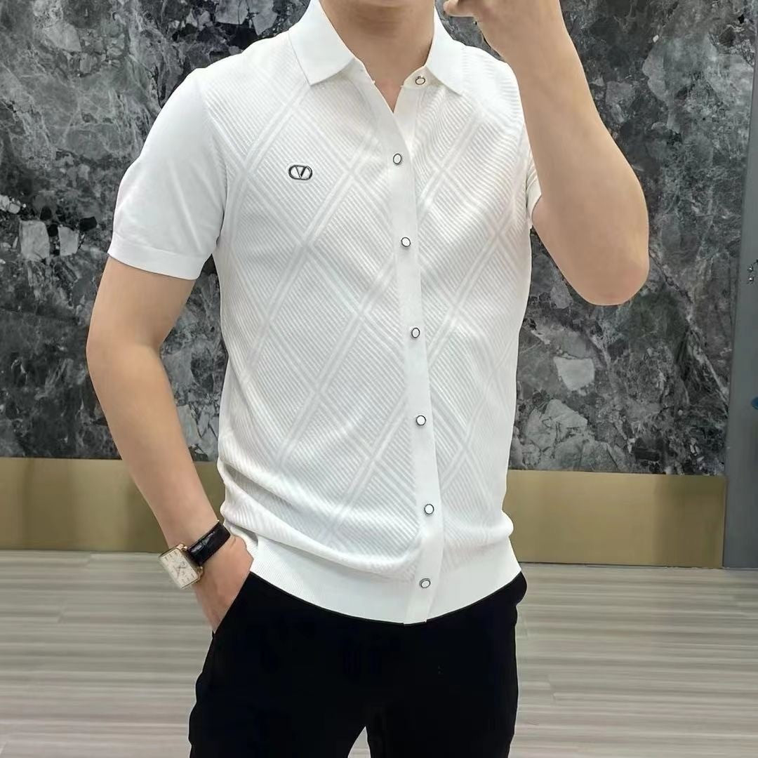 zd118-2025 summer light luxury fashion lapel short-sleeved T-shirt