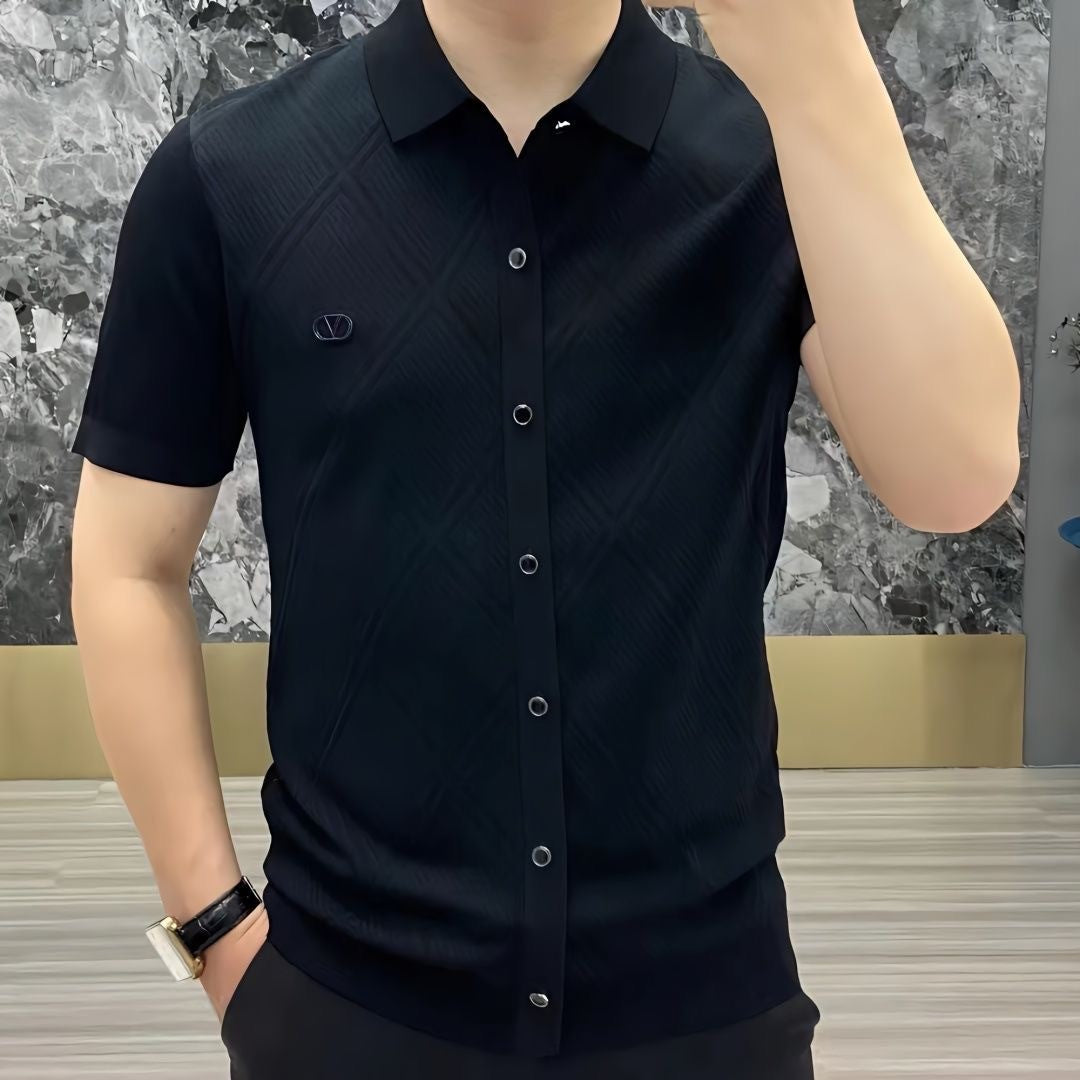 zd118-2025 summer light luxury fashion lapel short-sleeved T-shirt