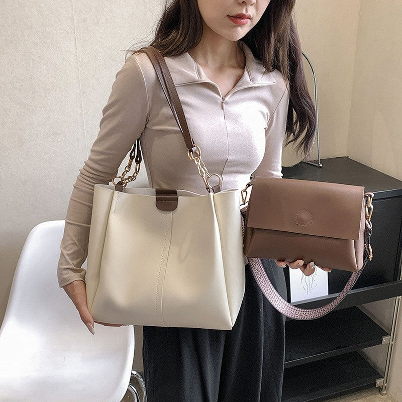 zp195-Large-capacity fashionable simple commuter texture shoulder bag